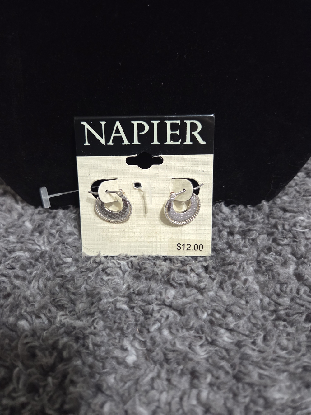 Napier Two-Tone Textured Hoop Earrings
